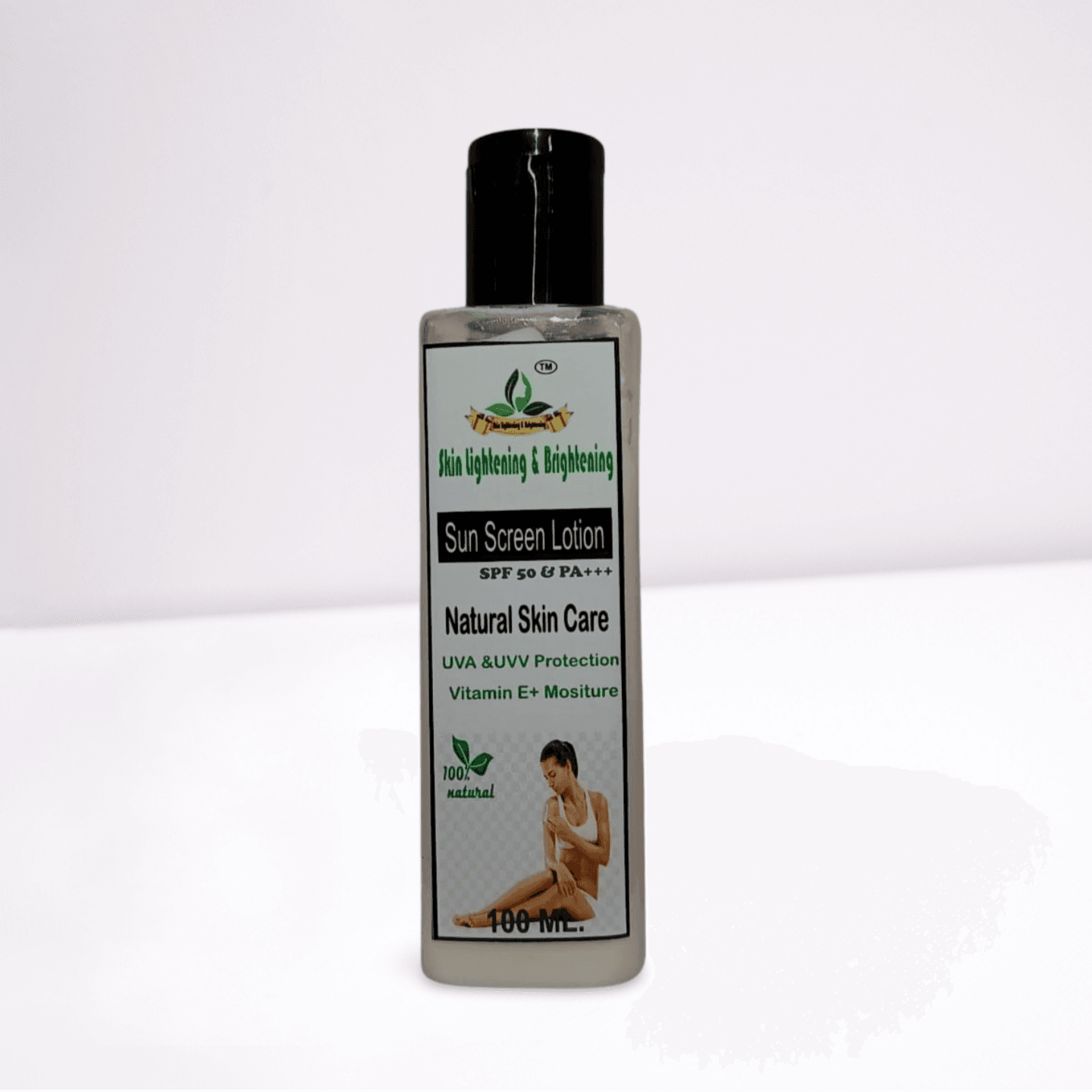 Skin Lightening & Brightening Sunscreen Lotion SPF 50 PA+++ for natural skin care with UVA and UVB protection (100ml)