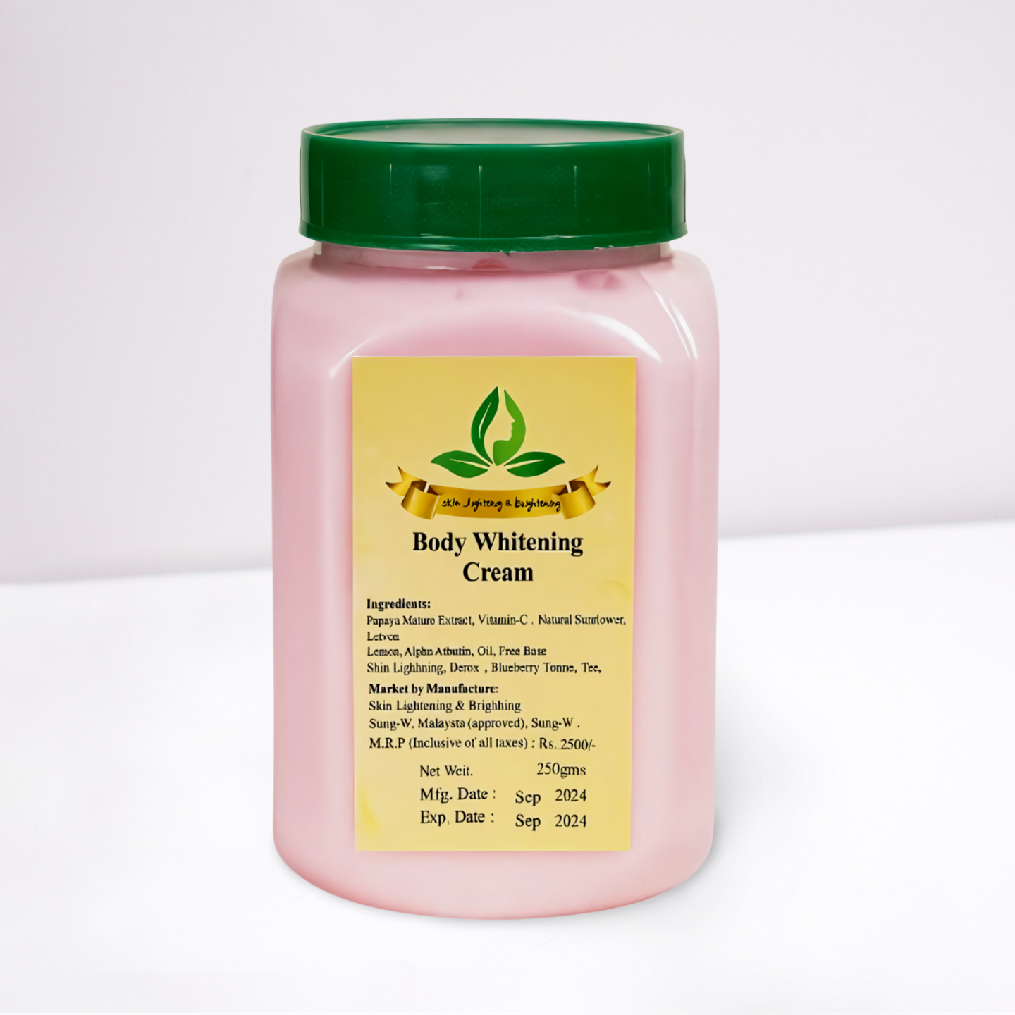 Body whitening cream jar for full-body skin lightening and brightening – natural fairness and glowing skin cream.