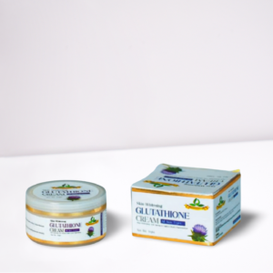 Glutathione skin whitening cream jar and box – natural skin lighten and brighten face care product