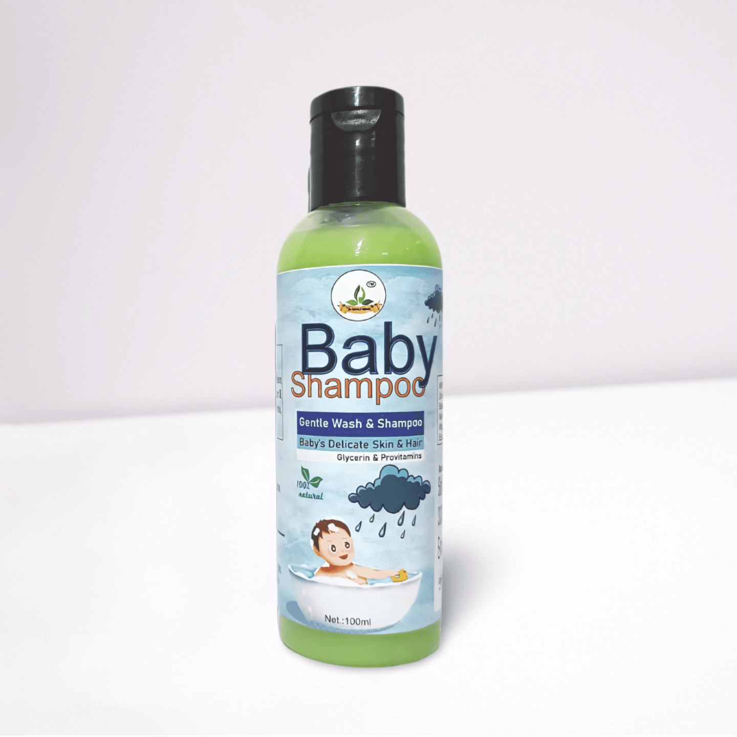 Baby shampoo gentle wash for delicate baby skin and hair – natural glycerin and provitamin baby shampoo.