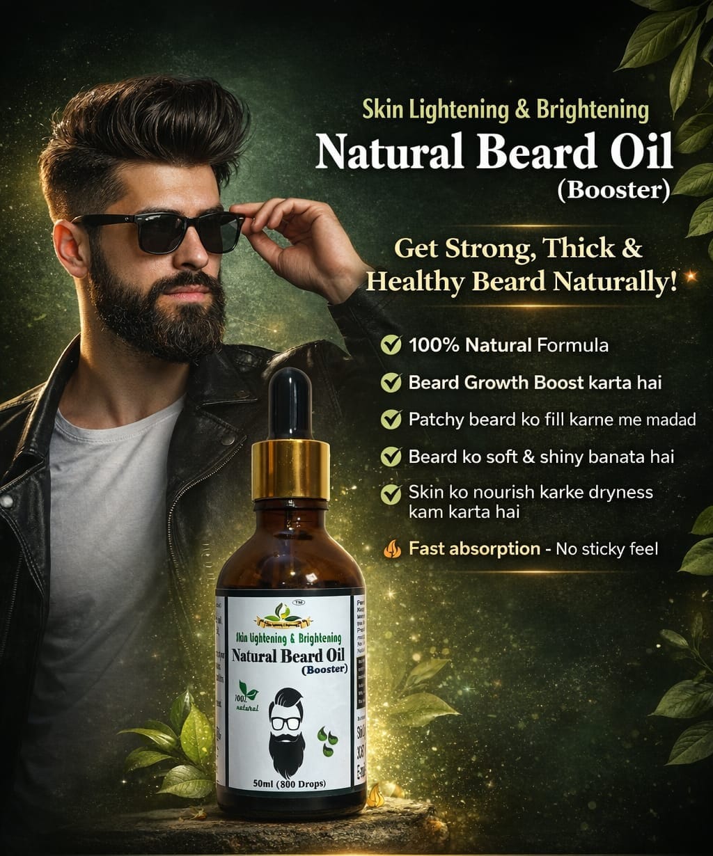 Natural beard oil for beard growth and grooming