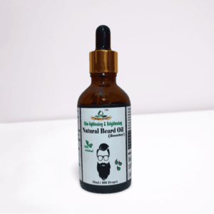 Skin Lightening & Brightening Natural Beard Oil Booster in a brown dropper bottle, 100% natural, 50ml.
